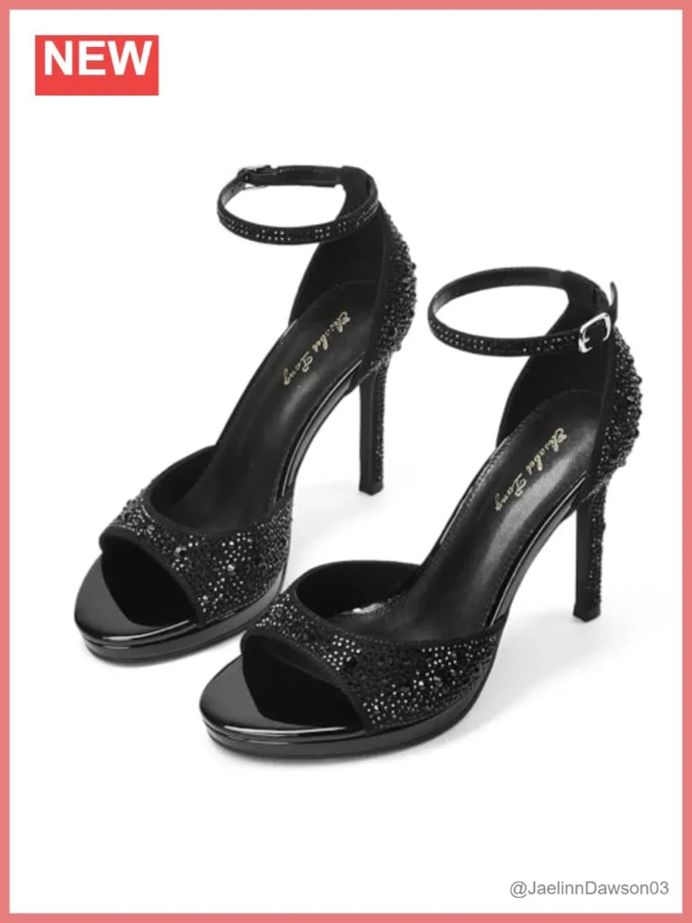 4.3IN Platform Stiletto Heeled Sandals Adjustable Ankle Strap Faux Leather